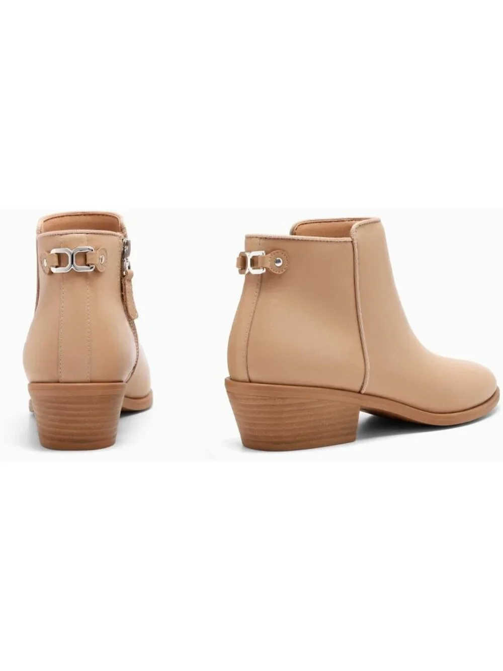 Women's Khaki Chunky Low Heel Side Zipper Fall Dress Pointed Toe Short Boots
